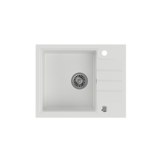 PETER 116 GraniteQ zlewozmywak granitowy snow white 1-komorowy z/o (62x50x20) z syfonem save space i zaślepką