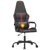 vidaXL Masujący fotel gamingowy, bordowo-czarny, sztuczna skóra
