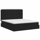Łóżko z pojemnikiem i materacem LED Czarny 140 x 190 cm tkanina