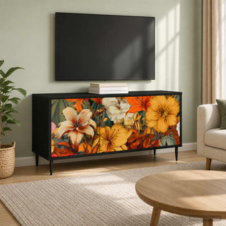 Szafka pod telewizor GENNEP 102 x 33 x 51 cm Czarny dąb