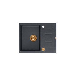 MORGAN 116 GraniteQ zlewozmywak black diamond z syfonem Push To Open kol. miedziany 1-komorowy z/o + zaczepy 4 szt