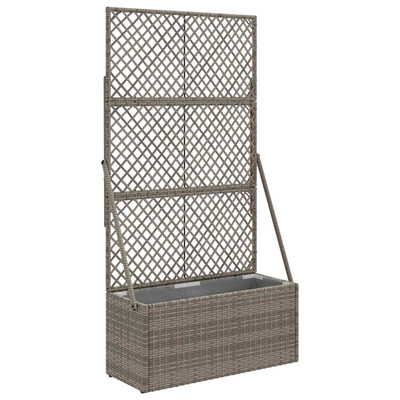 Donica ogrodowa z trellem Szary 70 x 30 x 135 cm polirattan