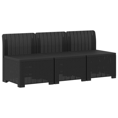 Sofa ogrodowa 3-osobowa z poduszkami w rattanowym wyglądzie