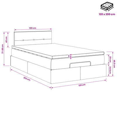Łóżko ottoman z materacem Ciemnozielony 120 x 200 cm Welur