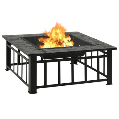 vidaXL Palenisko z pogrzebaczem, 79x79x46,5 cm, XXL, stal