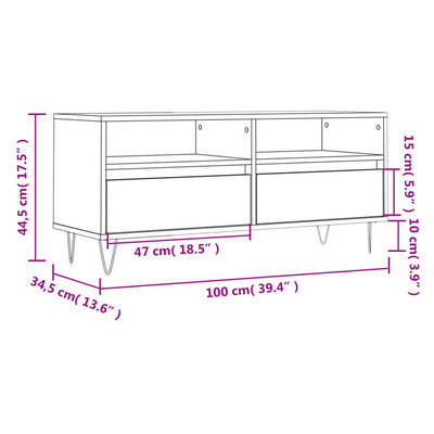 Szafka pod TV, biała, 100x34,5x44,5 cm, materiał drewnopochodny vidaXL