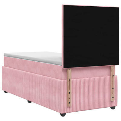 Łóżko z box spring LED z materacem różowy 100 x 200 cm Welur