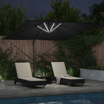 Parasol plażowy Czarny 286 x 284 x 270 cm Aluminium i Poliester