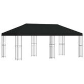 Altana z bokami 6 x 3 m Czarny Poliester i Stal 190
