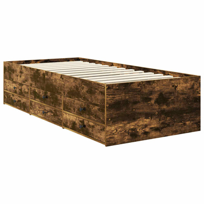 Łóżko dzienne z szufladą Dymiony dąb i czarny 90 x 200 cm