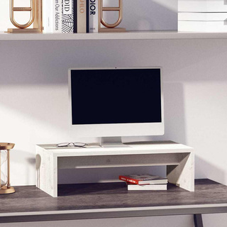 Podstawka na monitor, biała, 50x27x15 cm, lite drewno sosnowe