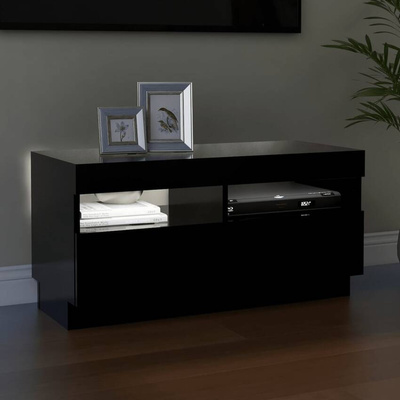 vidaXL Szafka pod TV z oświetleniem LED, czarna, 80x35x40 cm