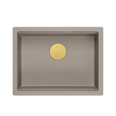 LOGAN 100 GraniteQ zlewozmywak soft taupe 59,5x45,1x21,5 cm 1-komorowy podwieszany z syfonem manualnym złoty