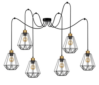 Lampa wisząca Primo czarno-złota 6-punktowa metalowa nad stół do jadalni