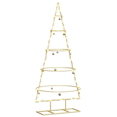 Metalowa choinka świąteczna z podstawą złoty 125 cm