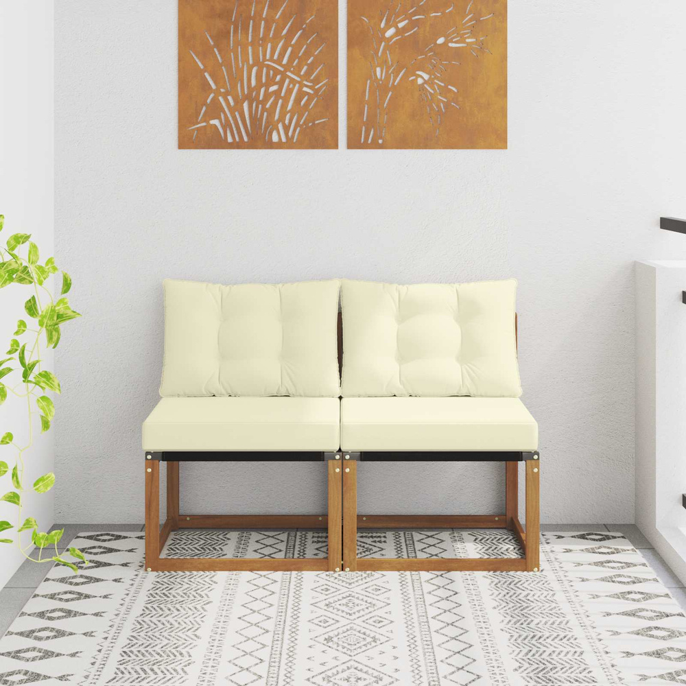 2 szt. Sofa środkowa na zewnątrz Naturalny