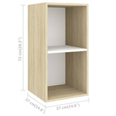 vidaXL Wisząca szafka pod TV, dąb sonoma i biel, 37x37x72 cm