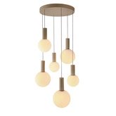 Lampa wisząca Testa beżowa białe klosze kule 6x10W G9 regulowana