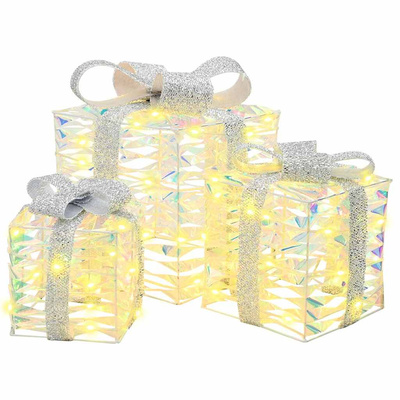Pudełko Prezentowe 3 pcs Ciepła biel 20 x 20 x 20 cm PET