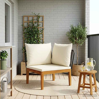 Sofa narożna do ogrodu z poduszkami naturalny