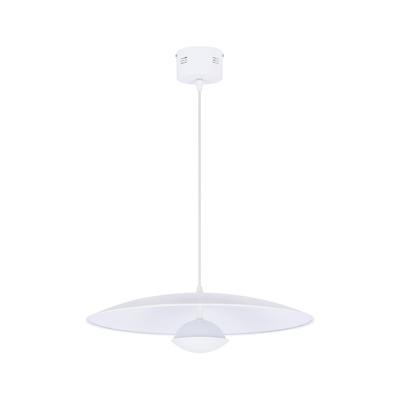 Lampa wisząca LUND 48 cm minimalistyczna – biały klosz talerz - skandynawska lampa do jadalni i salonu LED