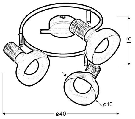 Lampa sufitowa spirala metal biała + drewno 3E14 Puerto Candellux 98-62697