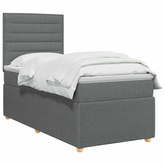 Łóżko z box spring LED z materacem ciemnoszary 80 x 200 cm