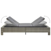 vidaXL 2-osobowy leżak z poduszką, szary, polirattanowy