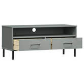 vidaXL Szafka pod TV OSLO, metalowe nóżki, szara, sosnowa model standard
