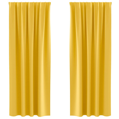 Firany blackout z kółkami 2 pcs Musztardowy Żółty 260 x 140 cm