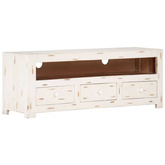vidaXL Szafka pod TV z litego drewna akacjowego, 110x30x40 cm, biała