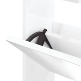 vidaXL Szafka na buty, lustro, 3 szuflady, biały połysk 63x17x102,5 cm