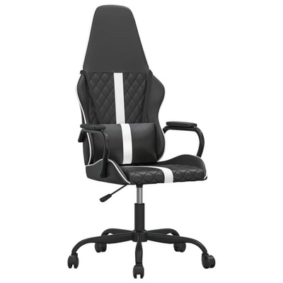 vidaXL Masujący fotel gamingowy, biało-czarny, sztuczna skóra model standard