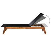 vidaXL Leżaki ze stolikiem, 2 szt., polirattan i lite drewno akacjowe