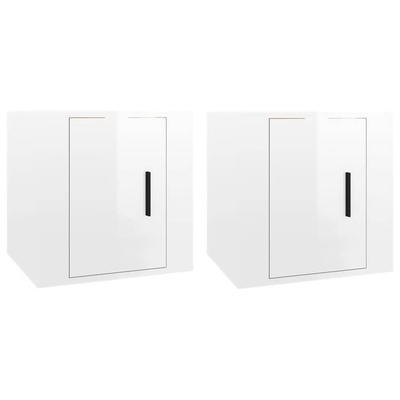 vidaXL Wiszące szafki telewizyjne, 2 szt, białe, połysk, 40x34,5x40 cm