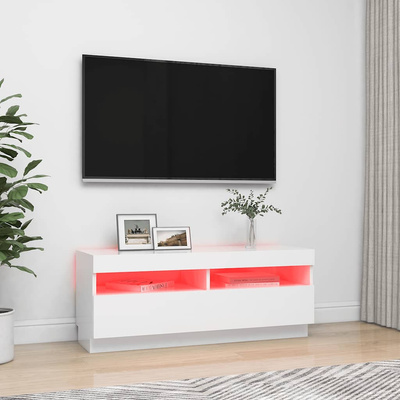 Szafka pod TV z oświetleniem LED, biała, 100x35x40 cm