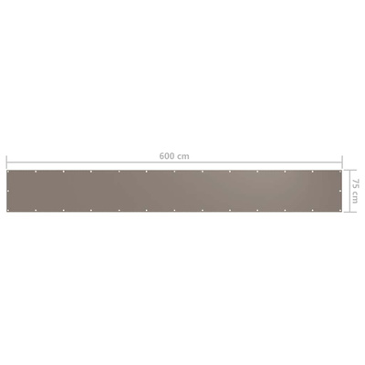 Parawan balkonowy, kolor taupe, 75x600 cm, tkanina Oxford