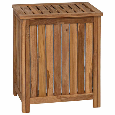Kosz na pranie naturalny 50 x 35 x 60 cm Lite drewno teakowe