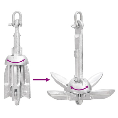 Składana kotwica, srebrna, 0,7 kg, żeliwo ocynkowane ogniowo