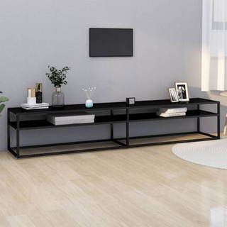 vidaXL Szafka pod TV, czarna, 220x40x40,5 cm, szkło hartowane