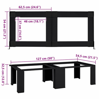 Podstawka na Pralkę 2 pcs Czarny 127 x 54,5 x 32,5 cm Stal