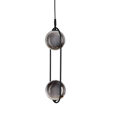 Lampa wisząca CORDEL elegancka - czarna z grafitowymi kloszami kulkami - minimalistyczne oświetlenie salonu 2x G9 LED