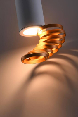 Lampa sufitowa tuba biało‑złota metalowa GU10 natynkowa Candellux