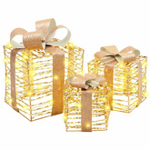 Pudełko Prezentowe 3 pcs Ciepła biel 20 x 20 x 20 cm PET