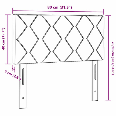 Zagłówek Jasnoszary 80 cm Aksamit
