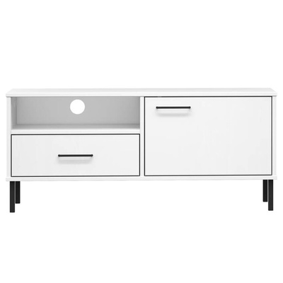 Szafka pod TV OSLO, metalowe nóżki, biała, sosnowa vidaXL