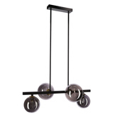 Lampa wisząca KAMA czarna w stylu dark japandi – z grafitowymi kloszami kulami – designerska lampa do salonu 4x G9 LED