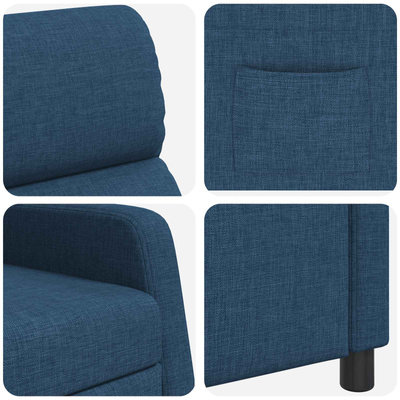 Fotel recliner niebieski tkanina