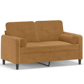 2-osobowa sofa z poduszkami, brązowa, 120 cm, aksamit