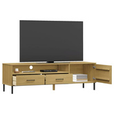 vidaXL Szafka pod TV OSLO, metalowe nóżki, brązowa, sosnowa model standard